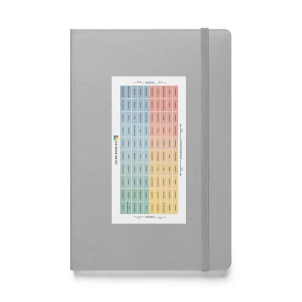 hardcover-bound-notebook-silver-front-68f12ad93d5a1.jpg Cuaderno de tapa dura del Medidor de Estado de Ánimo en Español