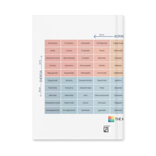 hardcover-journal-matte-white-8x5.75-back-68f12a9a2861e.jpg Diario de tapa dura mate del Medidor de Estado de Ánimo en Español
