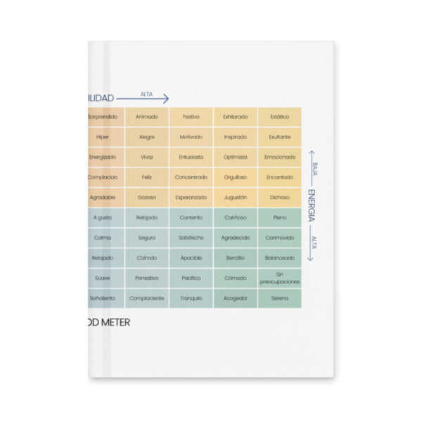hardcover-journal-matte-white-8x5.75-front-68f12a9a28d2b.jpg Diario de tapa dura mate del Medidor de Estado de Ánimo en Español