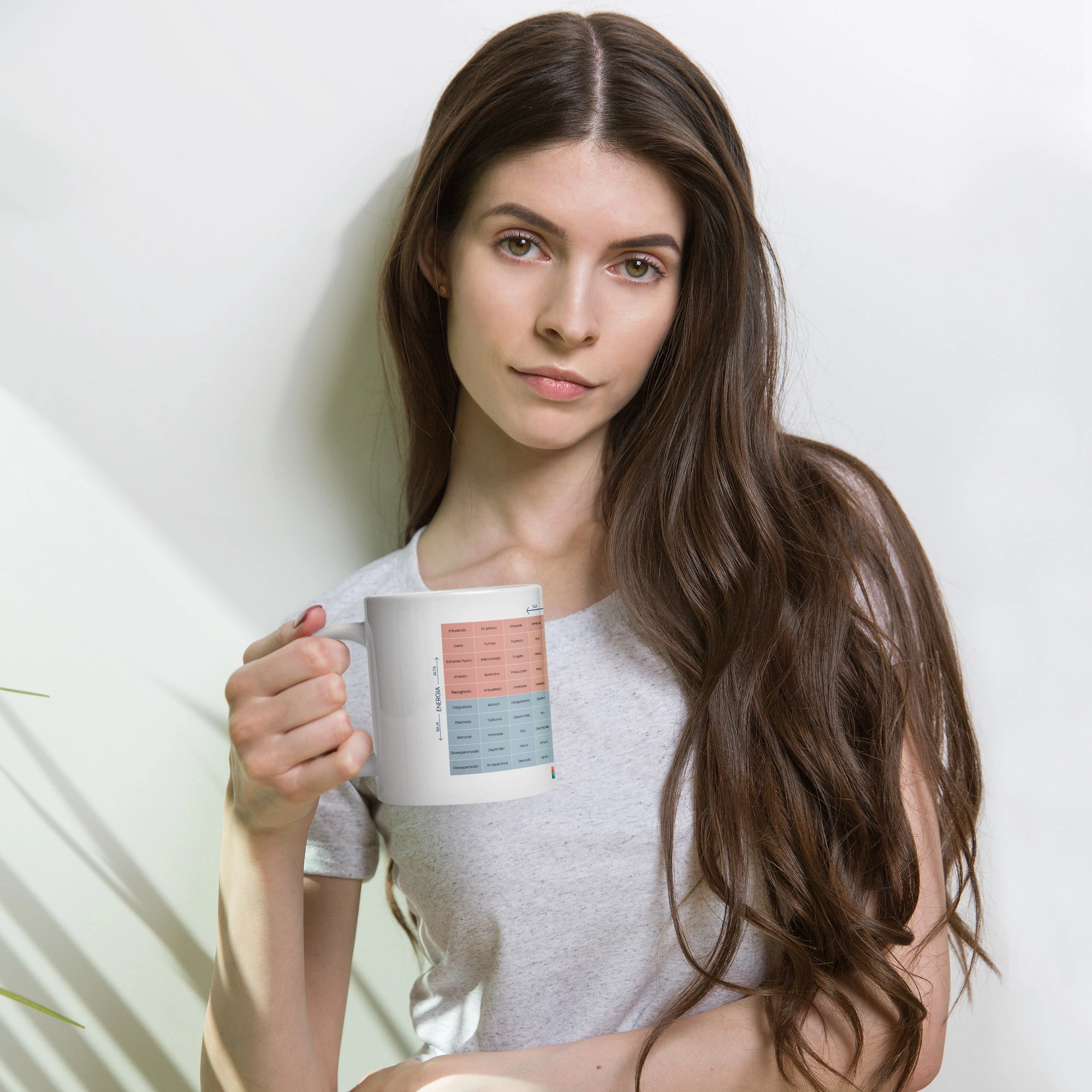 white-glossy-mug-white-20-oz-woman-68f129892dc25.jpg Taza blanca y brillante del Medidor de Estado de Ánimo en Español