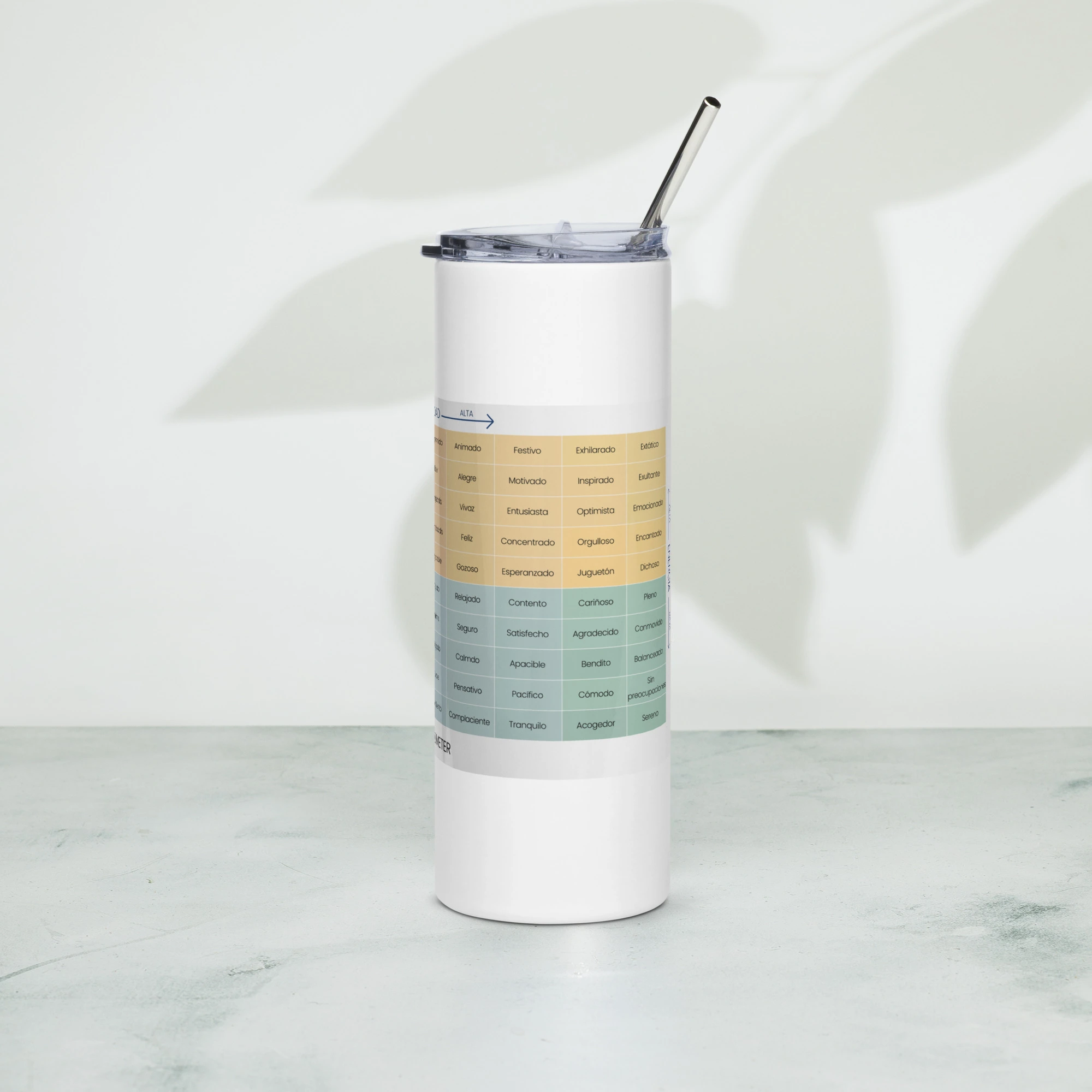 Vaso de acero inoxidable del Medidor de Estado de Ánimo en Español